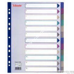 Przekładki plastikowe Multicolor PP, A4 Maxi - 12 kart ESSELTE
