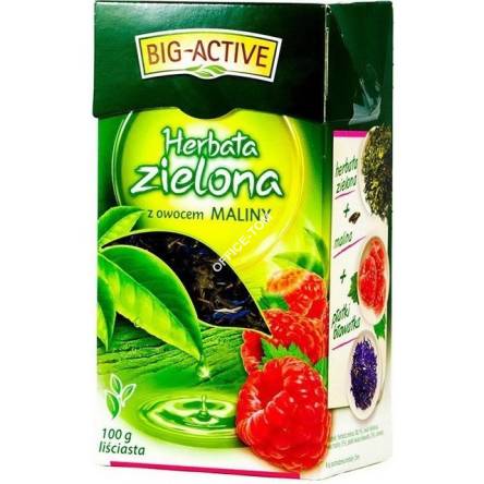 Herbata BIG-ACTIVE 100 G zielona z maliną liściasta