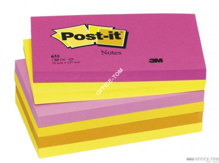 Bloczki samoprzylepne 3M POST-IT® 655 N 76x127 Zielony neonowy 100k