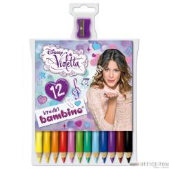 Kredki BAMBINO w opr.drew. 12 kol. + temperówka VIOLETTA St.Majewski