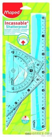 Zestaw linijek niełamliwych MAPED flex: linijka 30 cm, 2 ekierki, kątomierz - blister