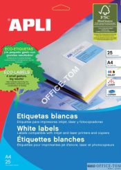Etykiety APLI uniwersalne 210x297 Biały 25ark 625szt (AP1215)