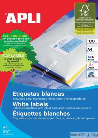 Etykiety APLI uniwersalne   105,0x42,4 Biały perforacja 100ark 1400szt