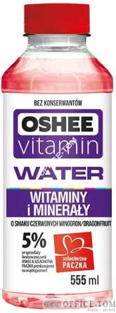 Oshee Vitamin Woda Witaminy / Minerały, o smaku czerwonych winogron, pitai, 555ml, zgrzewka = 6 sztuk