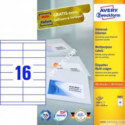 Trwałe Etykiety AVERY ZWECKFORM uniwersalne A4, 100 ark./op., 105 x 33,8 mm, białe