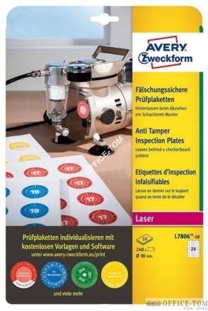 Tabliczki inspekcyjne do oznaczania własności - plomby; Ø30mm; 240szt Avery Zweckform