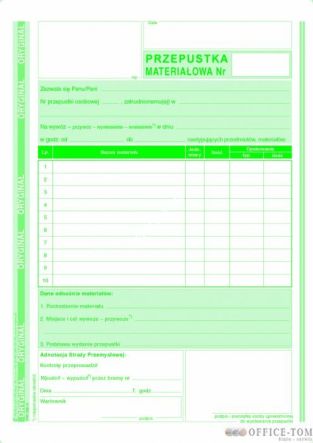 Przepustka materiałowa MICHALCZYK I PROKOP A5 80 kartek