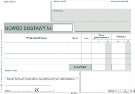 Dowód dostawy A6 wielokopia Michalczyk i Prokop