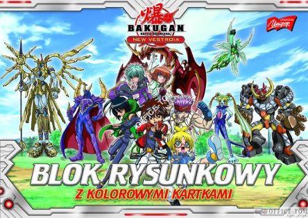 Blok rysunkowy z kolorowymi kartkami A4, 16k. BAKUGAN