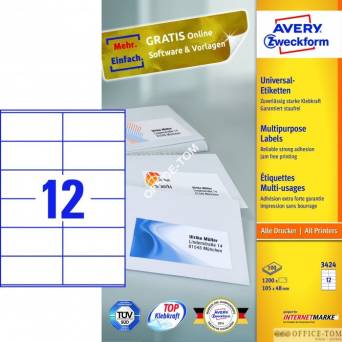 Etykiety uniwersalne Avery Zweckform 105 x 48