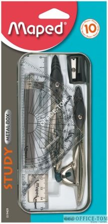 Cyrkiel MAPED STUDY w zestawie 10 elementów - metalowe etui