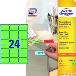 Etykiety AVERY ZWECKFORM usuwalne kolorowe A4, 20 ark./op., 63,5 x 33,9 mm, zielone