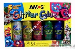 Klej z brokatem AMOS GCL120P5 - 120ml x 5 kolorów