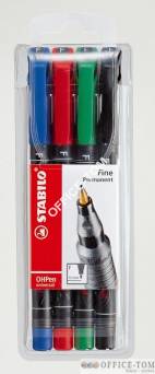 Foliopis STABILO OHPen universal, niezmywalny 0,7 mm, zestaw 4 szt. w etui
