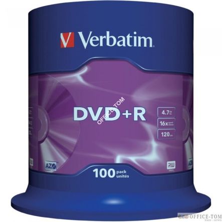 Płyta VERBATIM DVD+R cake box 100 4.7GB 16x Matt Silver